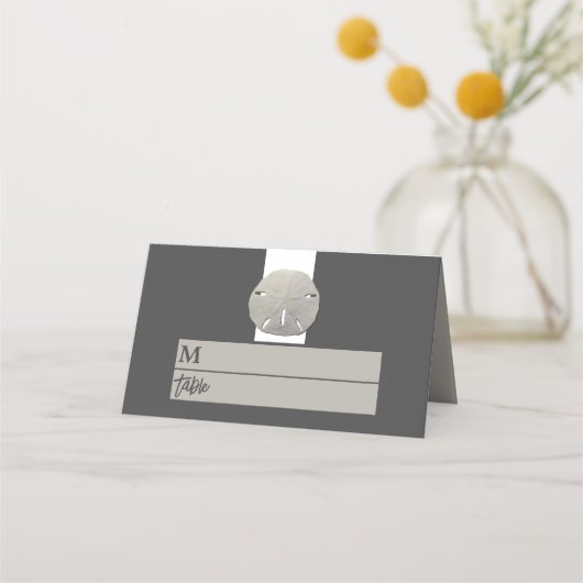 Carte De Placement Lone Sand Dollar - Charcoal Grey - Beach Wedding (Devant)