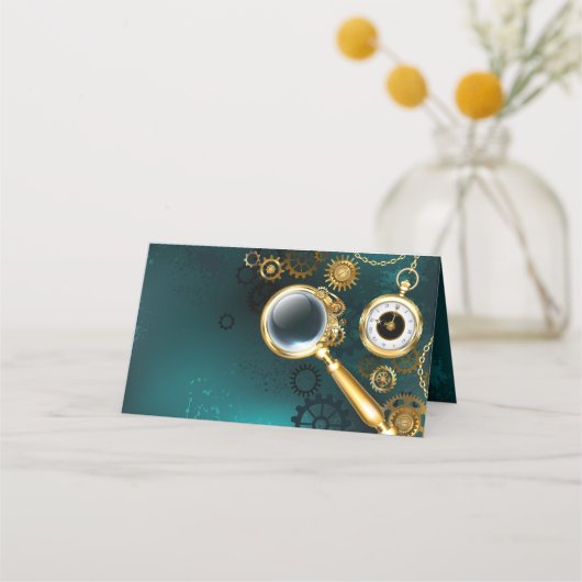 Carte De Placement Loupe en style Steampunk (Devant)