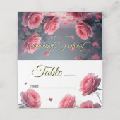Carte De Placement Love is in Bloom Pink Roses Wedding Guest Table  (Extérieur déplié)