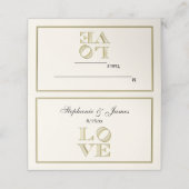 Carte De Placement LOVE Texte graphique - Faux Gold Ivory BG (Extérieur déplié)