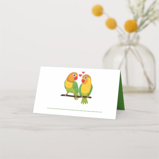 Carte De Placement Lovebirds Nature Inséparables Vert Mariage Escort (Devant)