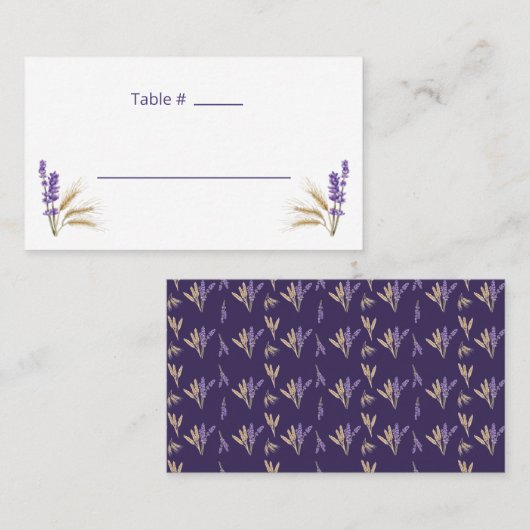 Carte De Placement Lovely Lavender & Blé Flat Place Card (Devant / Derrière)