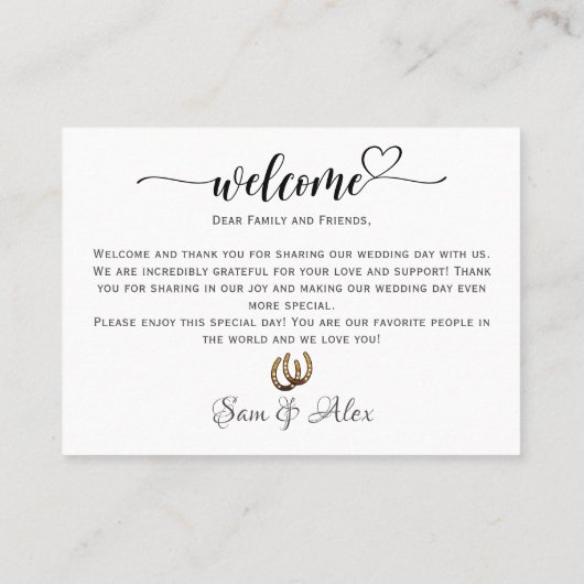 Carte De Placement Lucky Love Western Rustic Barn Horseshoe Mariage (Dos)