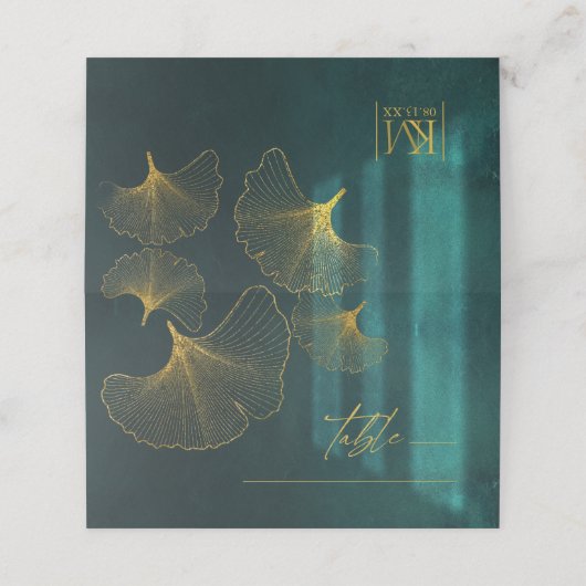 Carte De Placement Lumière de la Lune Mariage Emerald Green ID881 (Extérieur déplié)