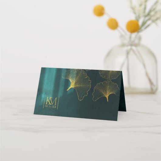 Carte De Placement Lumière de la Lune Mariage Emerald Green ID881 (Dos)