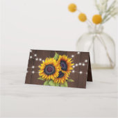 Carte De Placement Lumières à cordes de tournesol rustique mariage ta (Dos)