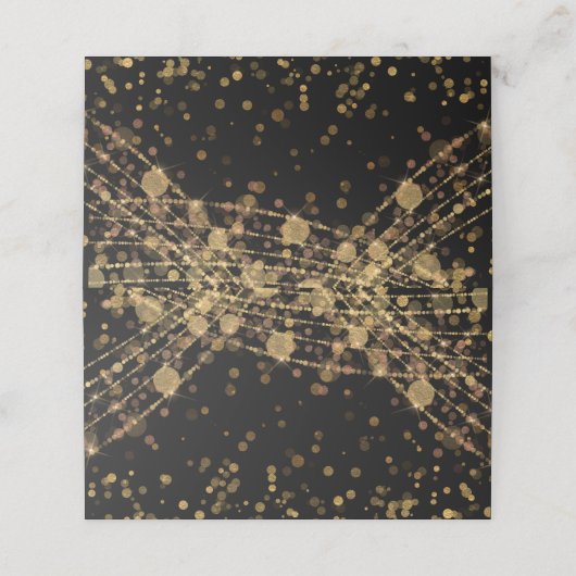 Carte De Placement Lumières de chaîne scintillantes or noir Bokeh  (Extérieur déplié)