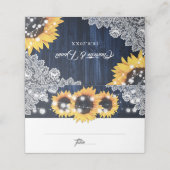 Carte De Placement Lumières de mariage en bois de tournesol bleu mari (Extérieur déplié)