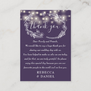Carte De Placement Lumières Guirlandes Florales Merci Mariage Violet