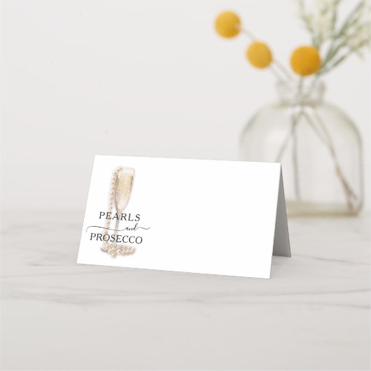 Carte De Placement Lunch de mariage Perles & Prosecco (Devant)