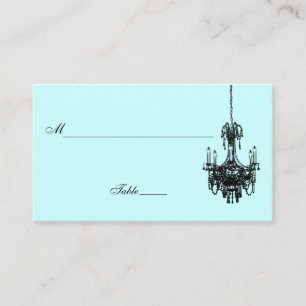 Carte De Placement Lustre en damas bleu et noir