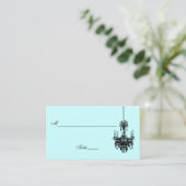 Carte De Placement Lustre en damas bleu et noir (Debout devant)