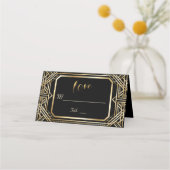 Carte De Placement Luxe Black and Gold Great Gatsby Mariage (Dos)