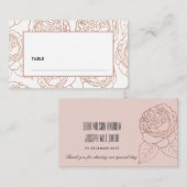 CARTE DE PLACEMENT LUXE ÉLÉGANT ROSE PÂLE OR ROSE FLORAL MARIAGE (Devant / Derrière)