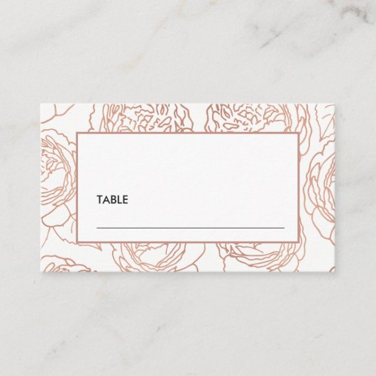 CARTE DE PLACEMENT LUXE ÉLÉGANT ROSE PÂLE OR ROSE FLORAL MARIAGE (Devant)