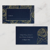 CARTE DE PLACEMENT LUXE NAVY FAUX OR ÉLÉGANT ROSE FLEURAL MARIAGE (Devant / Derrière)