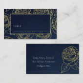 CARTE DE PLACEMENT LUXE NAVY FAUX OR ÉLÉGANT ROSE FLEURALE MARIAGE (Devant / Derrière)
