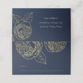 CARTE DE PLACEMENT LUXE NAVY GOLD KRAFT ELEGANT ROSE FLORAL MARIAGE (Extérieur déplié)
