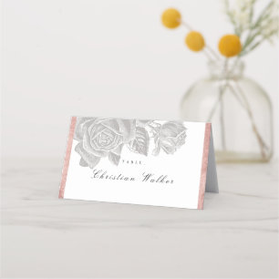 Carte De Placement Luxe rose or vintage mariage botanique fleuri