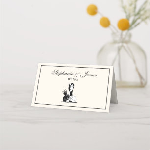 Carte De Placement Madame vintage With Pearls Blk White d'art déco
