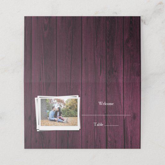 Carte De Placement Magenta Bois - Carte de la réception (Extérieur déplié)