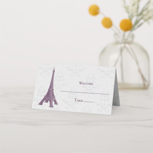 Carte De Placement Magenta Eiffel Tower Damask Réception Carte Place (Devant)