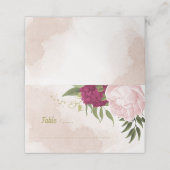 Carte De Placement magenta fleurs roses feuilles verts (Extérieur déplié)