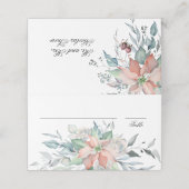 Carte De Placement Magie de Noël | Aquarelle Poinsettia Mariage (Extérieur déplié)