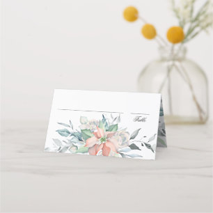 Carte De Placement Magie de Noël   Aquarelle Poinsettia Mariage