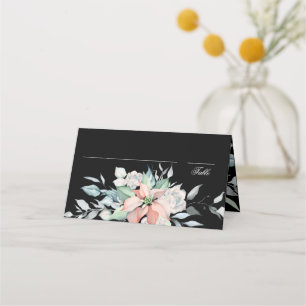 Carte De Placement Magie de Noël   Noir   Mariage Poinsettia