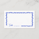 Carte De Placement Main dessinée Whimsical Fun Blue Mariage table pla (Dos)