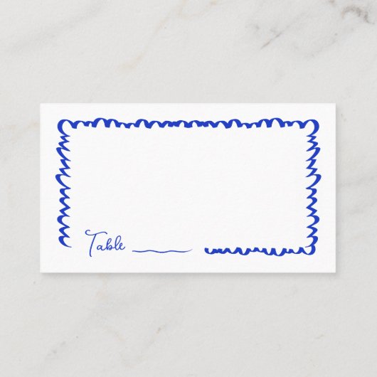 Carte De Placement Main dessinée Whimsical Fun Blue Mariage table pla (Dos)