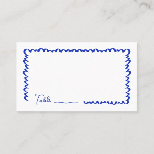 Carte De Placement Main dessinée Whimsical Fun Blue Mariage table pla (Devant)