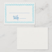 Carte De Placement Main Whimsical Tirée Bleu Squiggle Cadre (Devant / Derrière)
