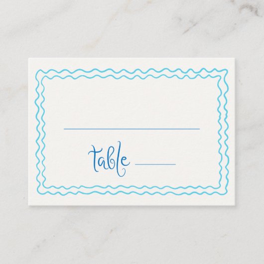 Carte De Placement Main Whimsical Tirée Bleu Squiggle Cadre (Devant)