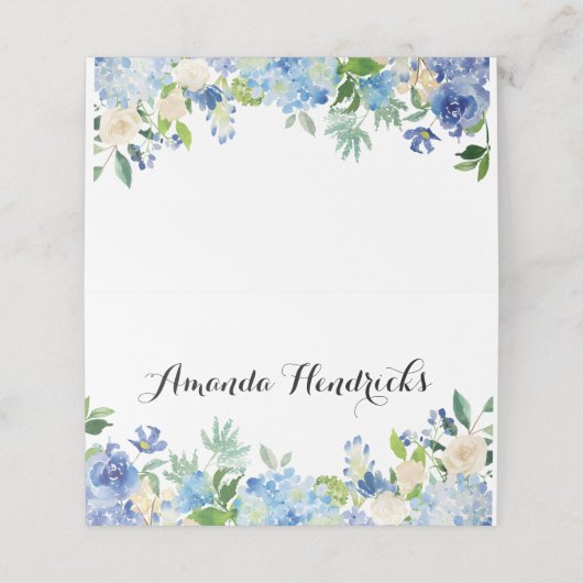 Carte De Placement Mais Carte Mariage verte Hydrangea (Extérieur déplié)