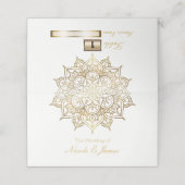 Carte De Placement Mandala doré Mariage chic moderne Table siège blan (Extérieur déplié)
