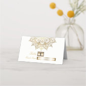 Carte De Placement Mandala doré Mariage chic moderne Table siège blan (Dos)