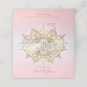 Carte De Placement Mandala doré Table chic moderne assise rose pêche (Extérieur déplié)