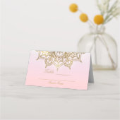 Carte De Placement Mandala doré Table chic moderne assise rose pêche (Dos)