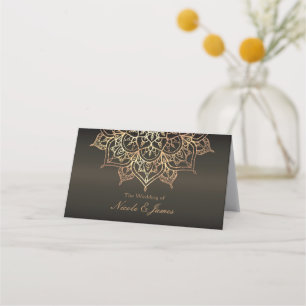 Carte De Placement Mandala dorée Marron Terreux Bronze Moderne Chaise