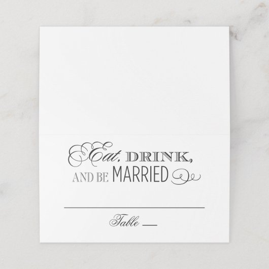 Carte De Placement Manger boire et être marié Noir Mariage (Extérieur déplié)