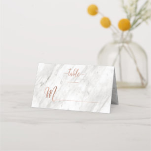 Carte De Placement Marbre blanc & Rose Gold Modern Table Numéro