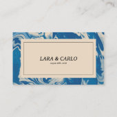 Carte De Placement Marbre Bleu Mariage côtier moderne (Dos)