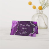 Carte De Placement Marbre d'agate pourpre et argent Anniversaire (Dos)