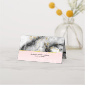 Carte De Placement Marbre gris lisse moderne avec Mariage à ruban or (Dos)