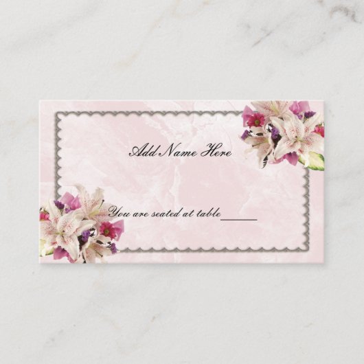 Carte De Placement Marbre rose blanc Lily Mariage Table Place (Devant)