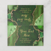 Carte De Placement Marbre vert et or Agate Anniversaire (Extérieur déplié)