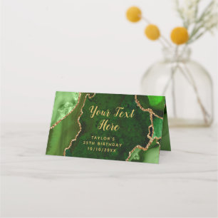 Carte De Placement Marbre vert et or Agate Anniversaire