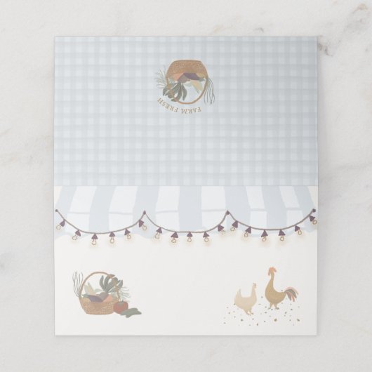 Carte De Placement Marché des agriculteurs bleus Carte pliée de lieu  (Extérieur déplié)